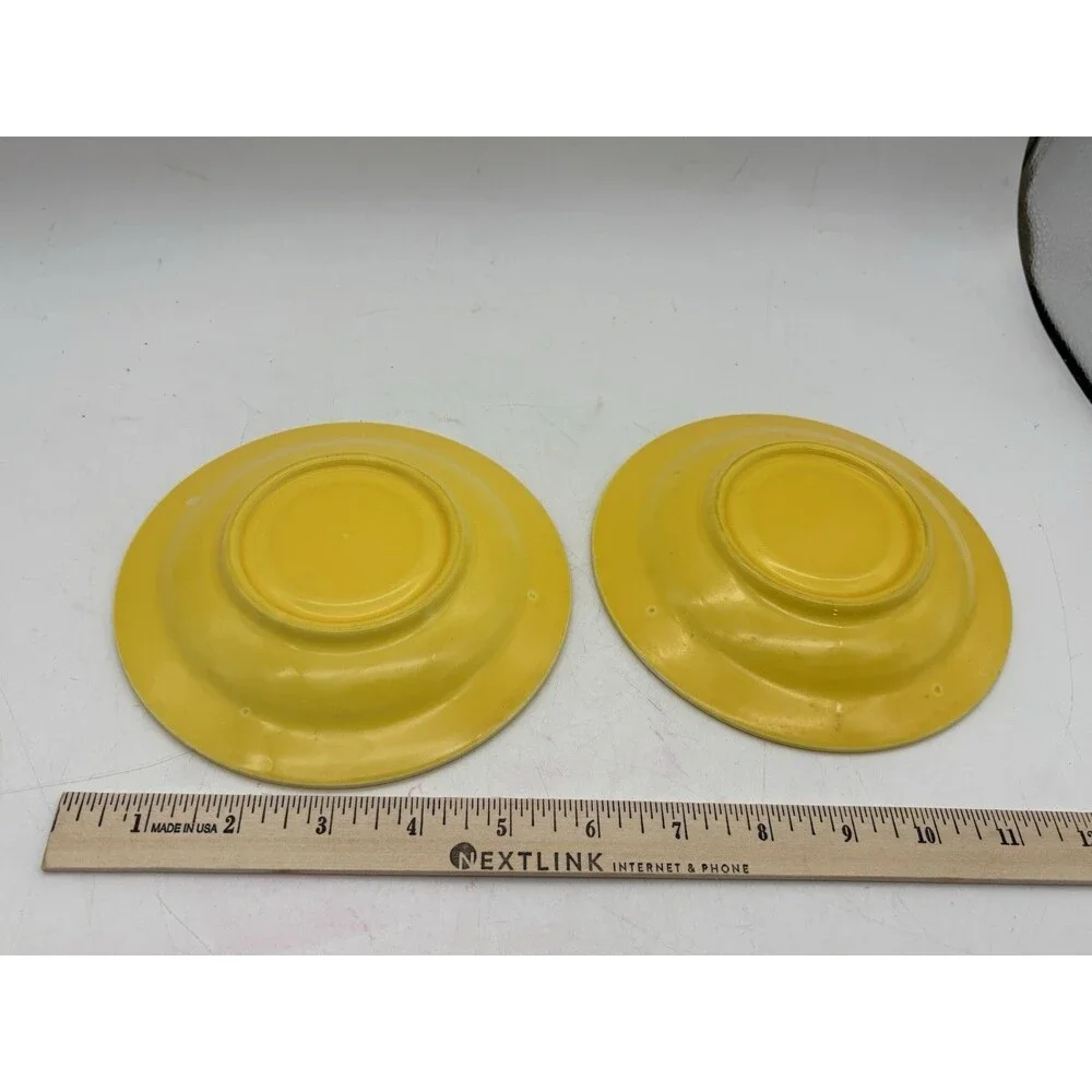 Pair Vintage Fiesta Fiestaware Sunflower Yellow Fruit Dessert Bowls USA